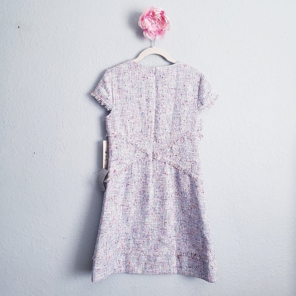 Eliza J Blue Tweed Fringe Cap Sleeve Dress - Picture 9 of 11